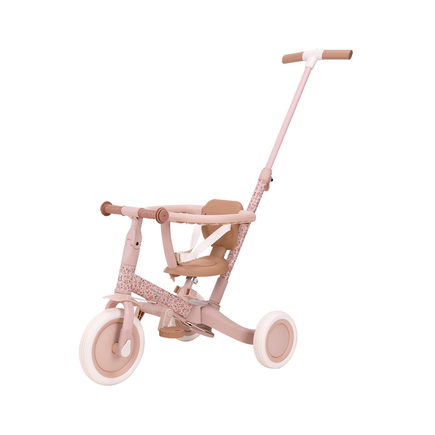 Little Dutch Driewieler met duwstang roze