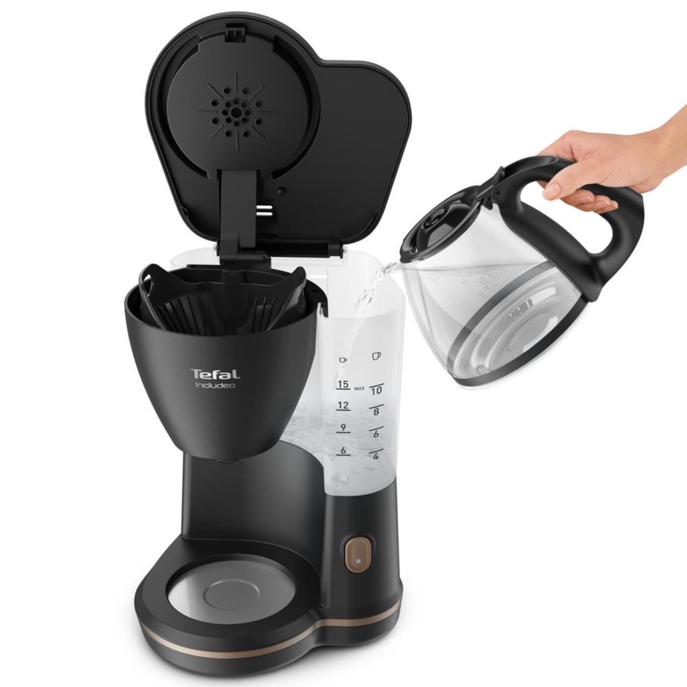 Tefal Includeo koffiezetter zwart 1,25L