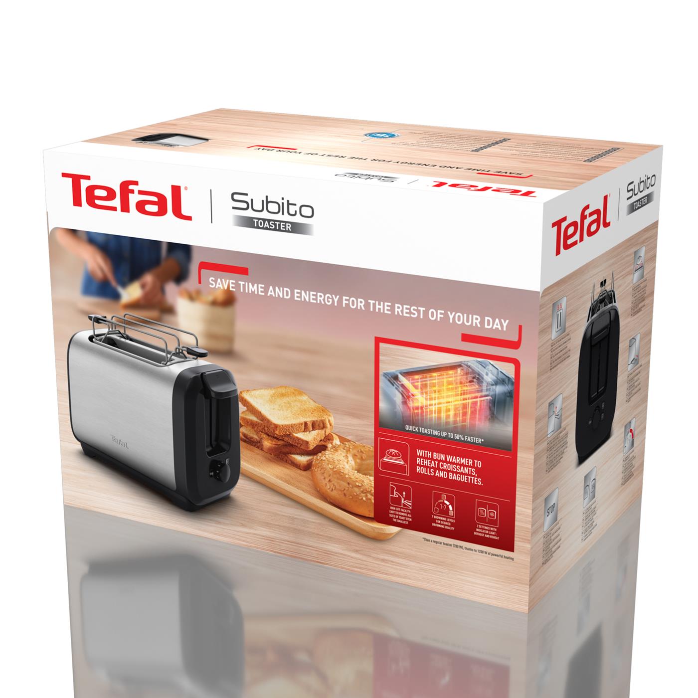 Tefal Subito RVS Broodrooster 1300W